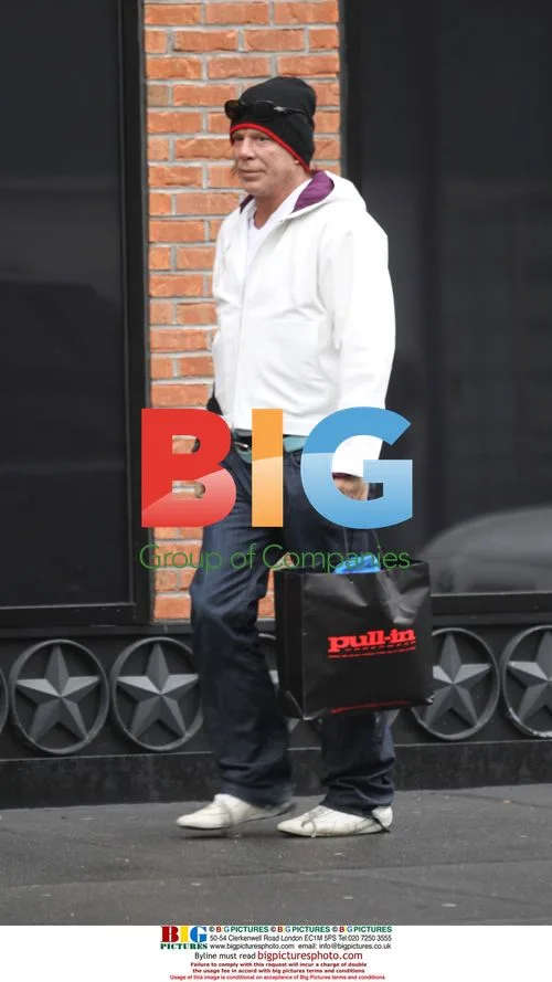 Mickey Rourke Shopping in NYC with Arm Brace