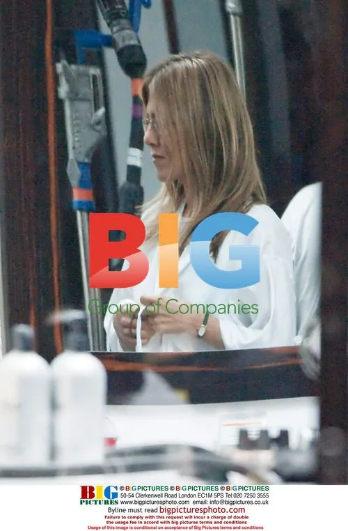 Jennifer Aniston and Adam Sandler on Film Set