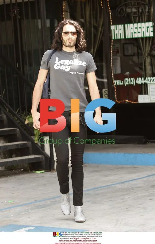 Russell Brand leaving yoga class