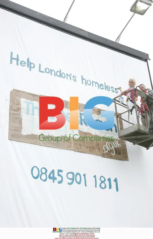 Joanna Lumley Paints Billboard for Charity