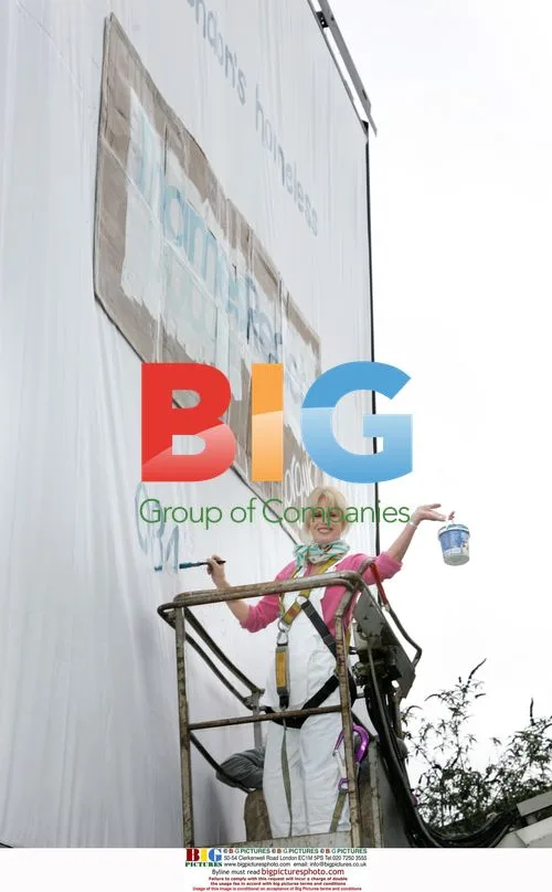 Joanna Lumley Paints Billboard for Charity
