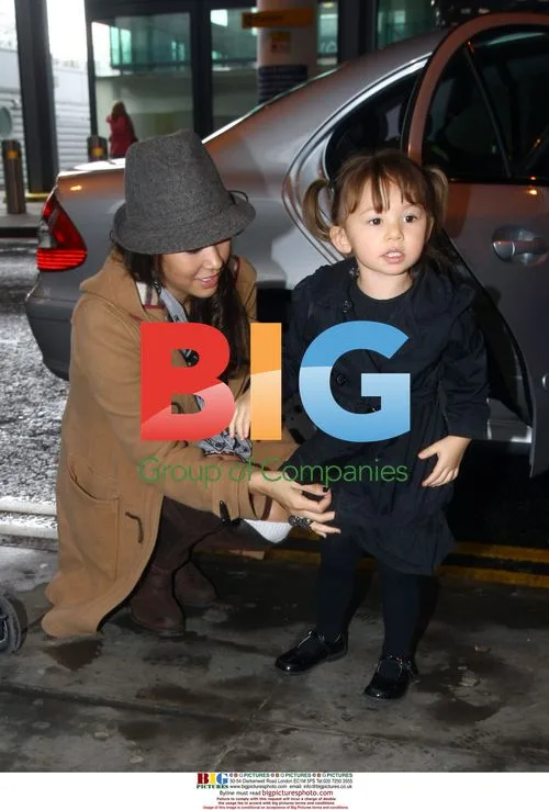 Myleene Klass and daughter Ava at airport