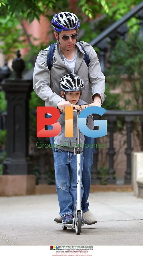 Matthew Broderick and son on scooter
