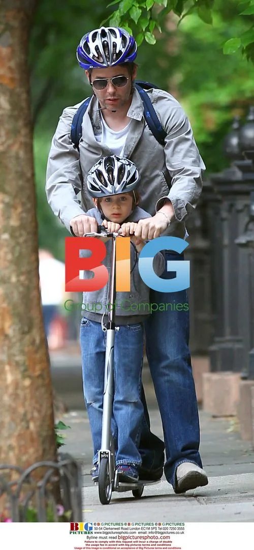 Matthew Broderick with son on scooter