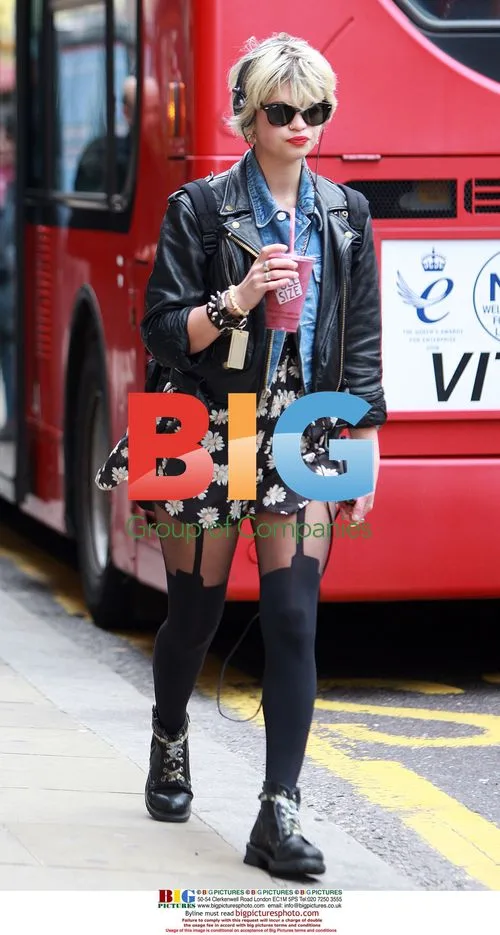 Pixie Geldof Drinking Smoothie in London