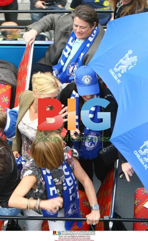 Carlo Ancelotti and Chelsea FC Players Parade Trophies