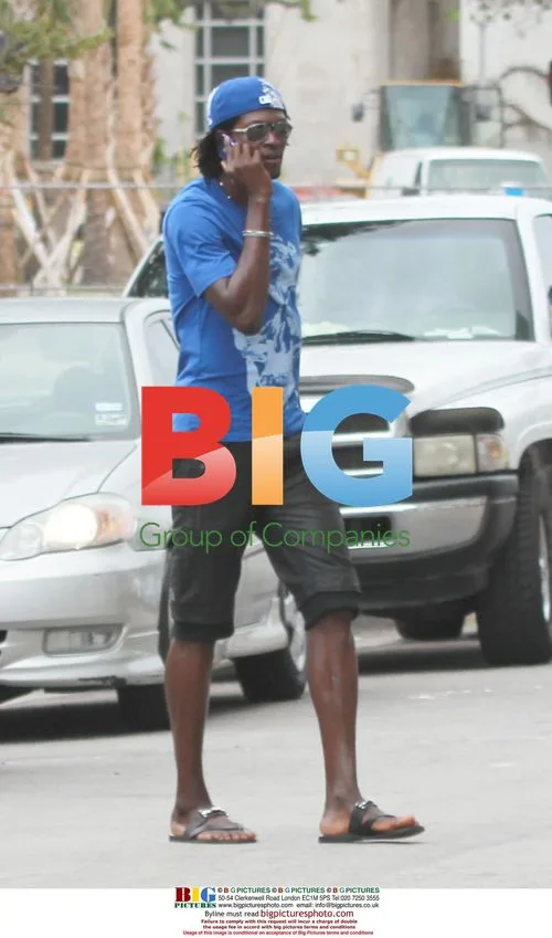 Emmanuel Adebayor strolling on Miami Beach