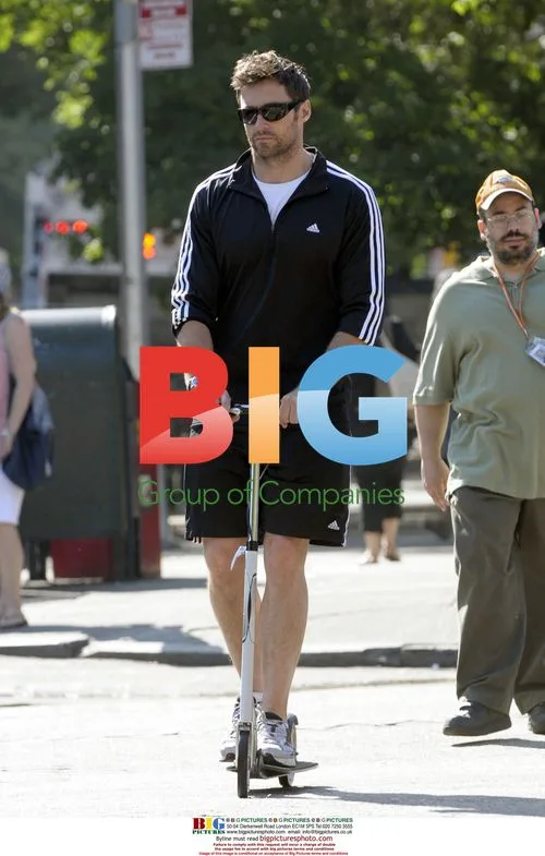 Hugh Jackman Family Scooter Ride