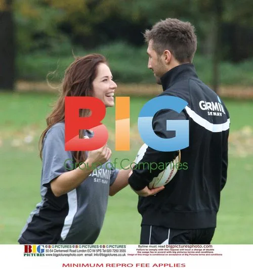 Gavin Henson and Katya Virshilas Practice Rugby Tackles