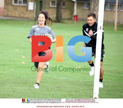 Gavin Henson and Katya Virshilas Practice Rugby Tackles