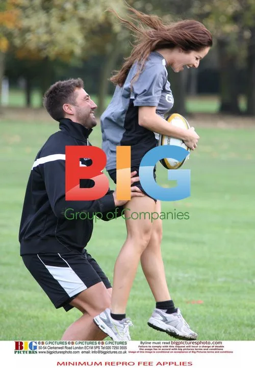 Gavin Henson and Katya Virshilas Practice Rugby Tackles