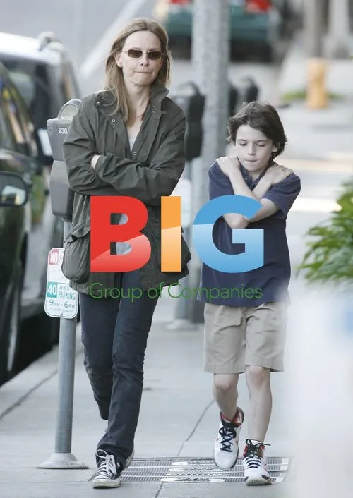 Calista Flockhart and son Liam in Brentwood