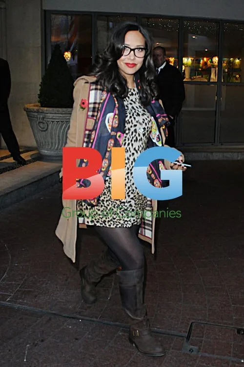 Myleene Klass Leaving Hotel
