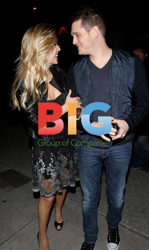 Michael Bubl and fiancee Luisana Lopilato leaving BOA Steakhouse