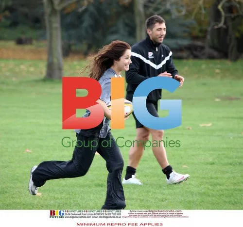 Gavin Henson and Katya Virshilas practice rugby