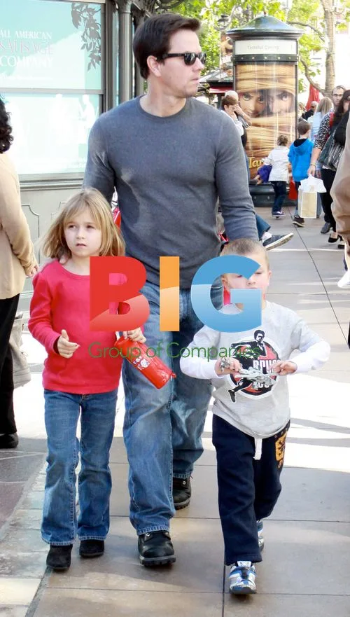 Mark Wahlberg with kids at The Grove