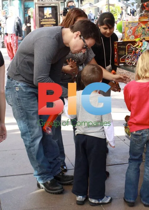 Mark Wahlberg with kids at The Grove