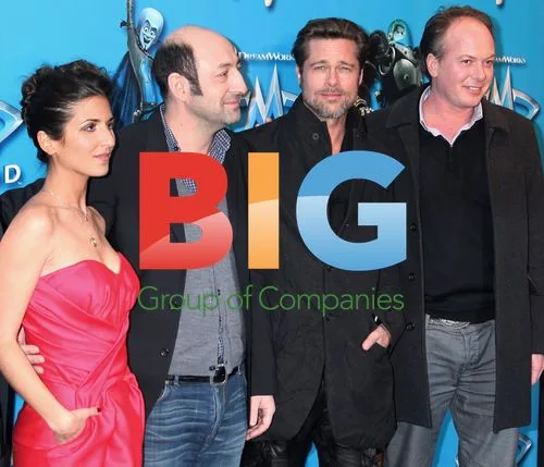 Geraldine Nakache, Kad Merad, Brad Pitt and Tom McGrath at "Megamind" Paris Premiere