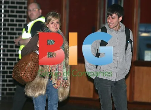 Tina O'Brien and Jared Murillo leave Nandos in Manchester
