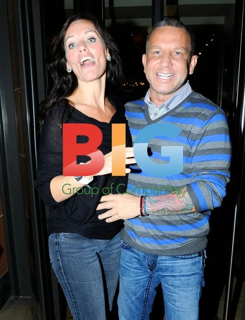 Model Lisa Forward and Boyfriend Robert Curtis Leaving London Restaurant