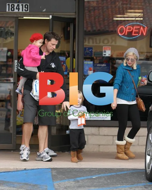 Tori Spelling with family in LA