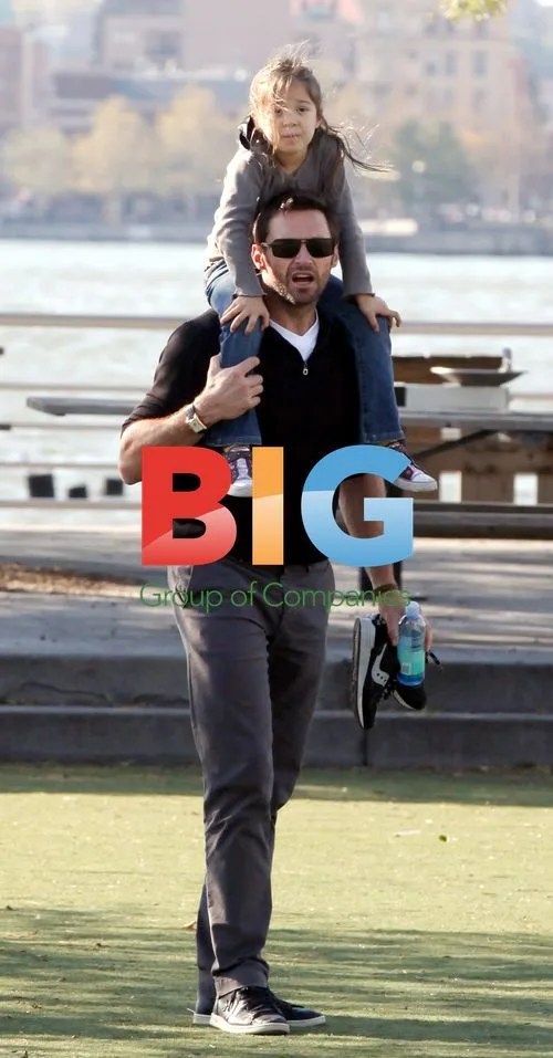Hugh Jackman with Kids at Park