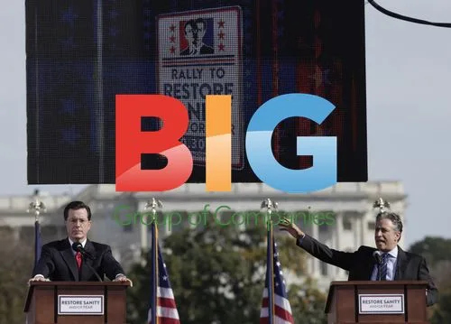 Jon Stewart and Stephen Colbert at Rally