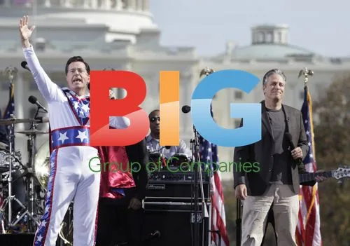 Jon Stewart and Stephen Colbert at Rally
