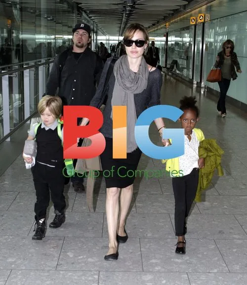 Angelina Jolie and Kids Arrive at Heathrow