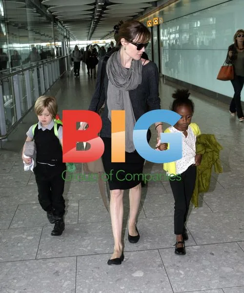 Angelina Jolie and kids at Heathrow