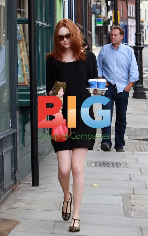 Karen Gillan Battles Windy Weather in London