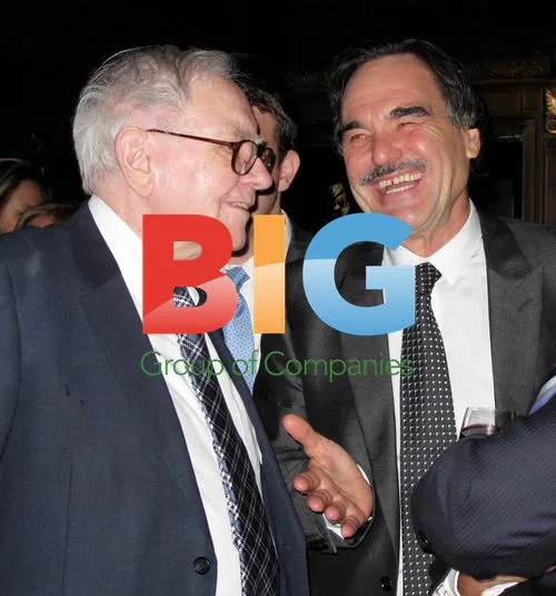 Warren Buffett and Oliver Stone at 'Wall Street Money Never Sleeps' party