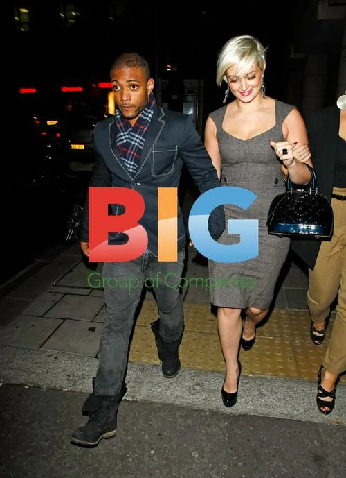 Jonathan JB Gill from JLS and girlfriend leaving restaurant