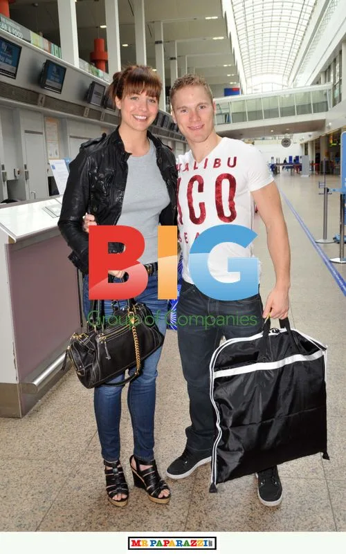 Gemma Atkinson and Liam Richards at Glasgow airport