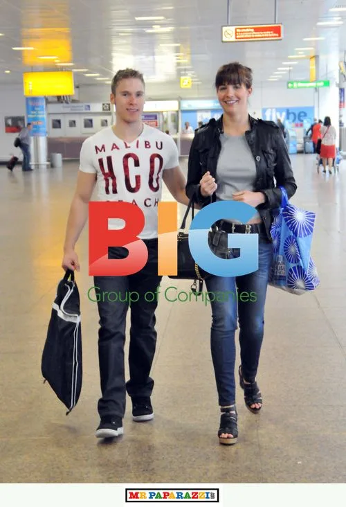 Gemma Atkinson and Liam Richards at Glasgow Airport