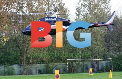 Peter Kay Arrives By Helicopter