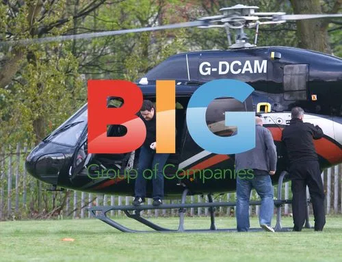 Comedian Peter Kay Arrives by Helicopter