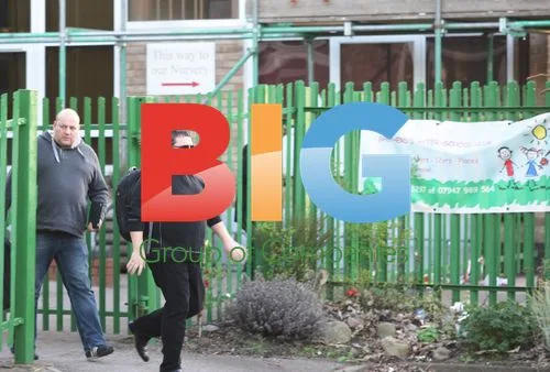 Peter Kay arrives by helicopter at school