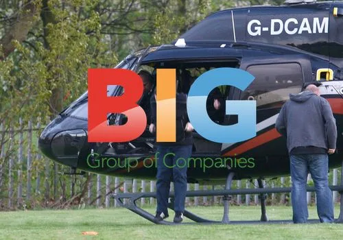 Comedian Peter Kay Arrives by Helicopter
