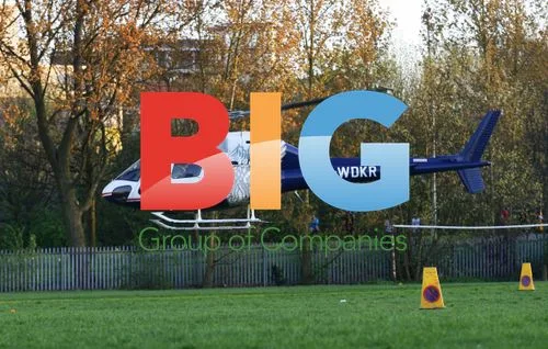 Peter Kay Arrives by Helicopter at School