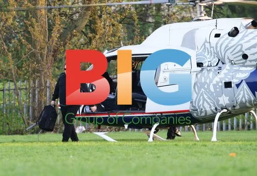 Peter Kay Arrives By Helicopter