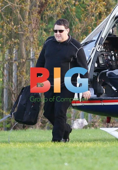 Peter Kay Arrives by Helicopter for Concert