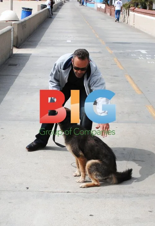 Anthony Vitale with Dog on Hermosa Beach