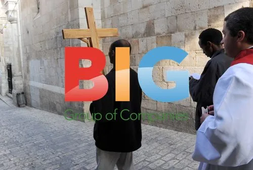 Religious Tourists on Via Dolorosa in Jerusalem