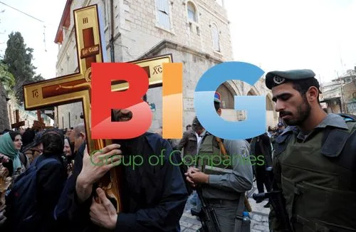 Religious Tourists on Via Dolorosa in Jerusalem