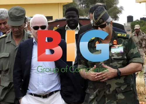 John McCain and Libyan rebel military leader in Benghazi