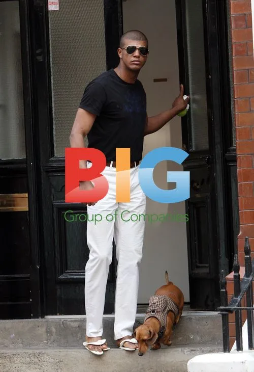 Alex Reid's mystery male friend out with dog