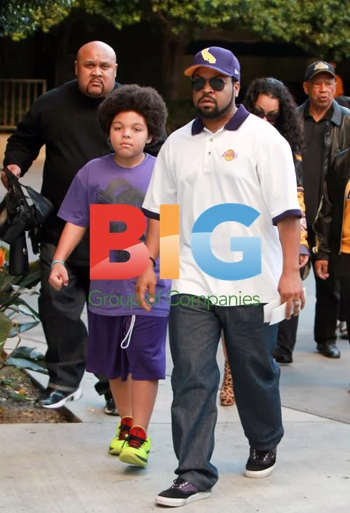 Ice Cube and Son at Lakers Game