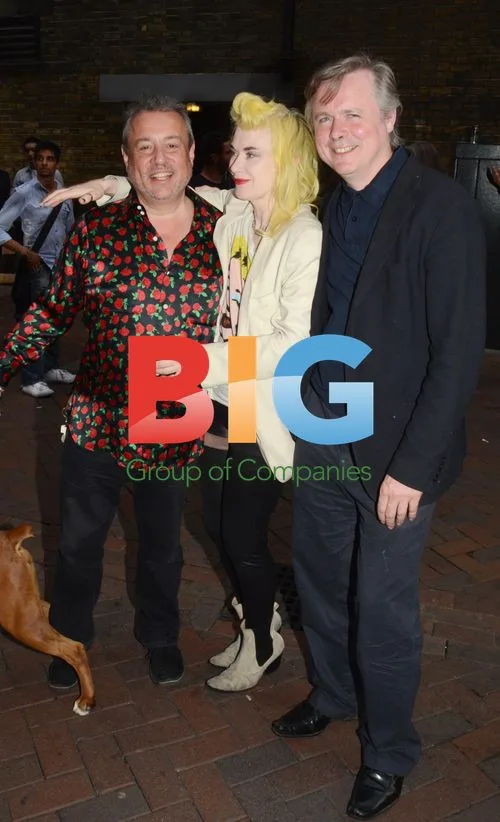 Hamish McAlpine, Pam Hogg, and Laurence Lynch at Burnt Oak VIP
