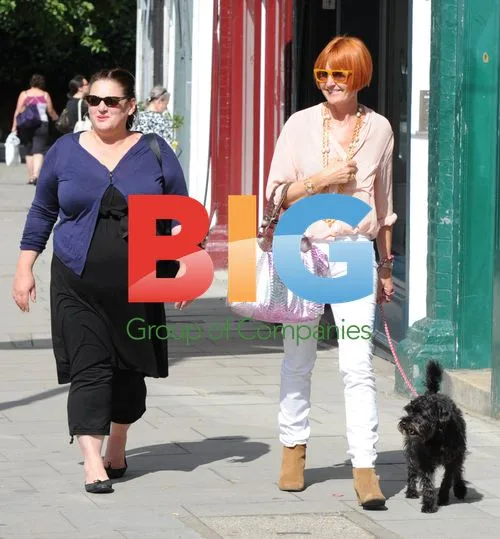 Mary Portas Out with Dog and Friend